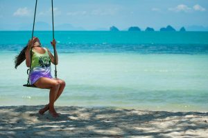 Thailand volunteer enjoying free time weekend away at beach